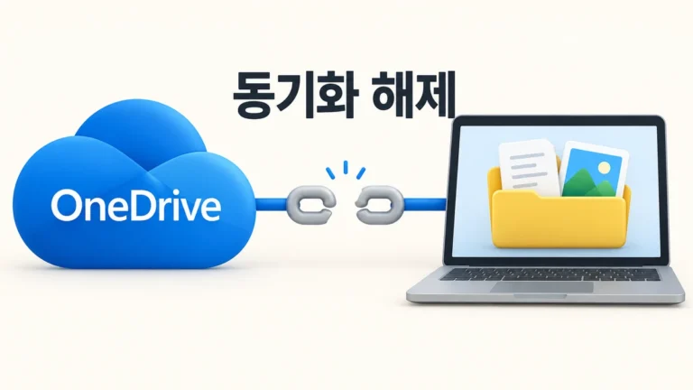 OneDrive 구름과 PC 사이의 연결이 끊어지고 문서와 사진은 PC 안에 남아 있는 모습